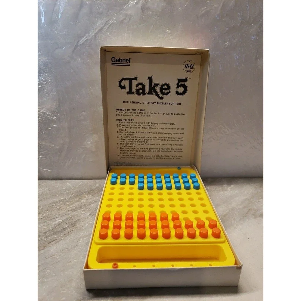 Vintage 1977 Take 5 Board Game Gabriel Complete Strategy Puzzler Retro 70s Toy